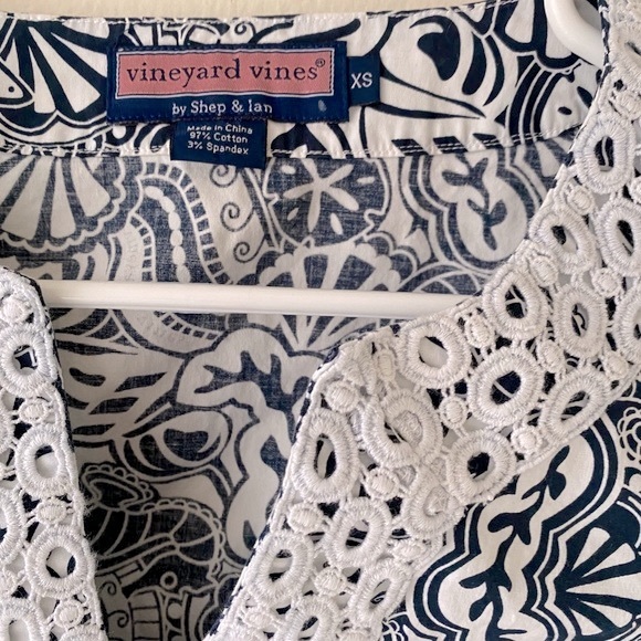 VINEYARD VINES ~ Nautical Crochet Print Blouse - Picture 7 of 10